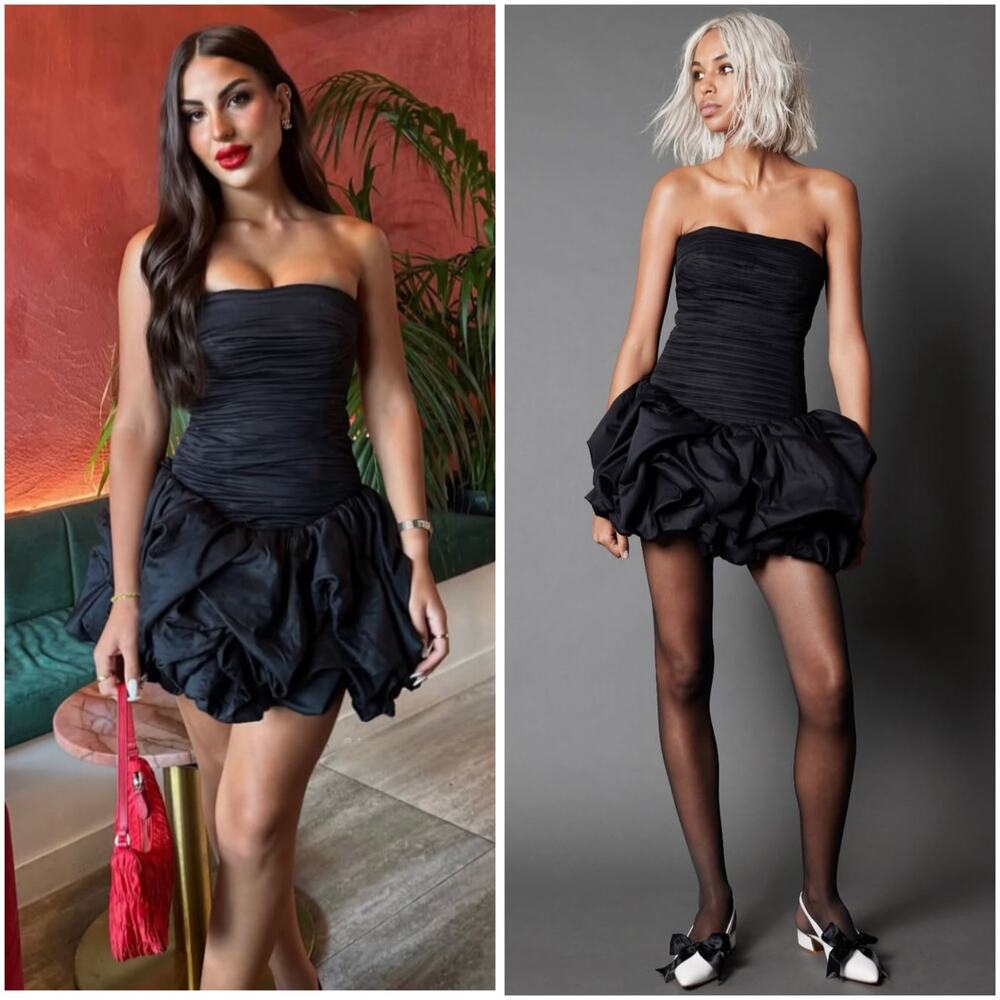 Aje Black Violette Bubble Hem Mini Dress NWT 8 US / 12 AUS